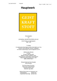 Vay, Adelma und Catharina und Oedoen von — Geist Kraft Stoff - Hauptwerk (1870-2003, 107 S., Text)