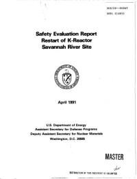  — Safety Analysis Rpt - Restart of K-Reactor [Savannah River Site]