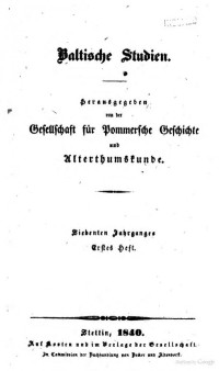 Gesellschaft für Pommersche Geschichte und Alterthumskunde (ed.) — Baltische Studien