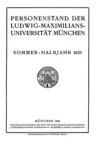  — Personenstand der Ludwig-Maximilians-Universität München