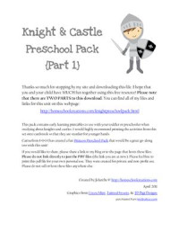  — Knight and Castle Preschool Pack. Part 1