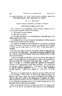 Michelson A.A. — A Modification of the Revolving Mirror Method for Measuring the Velocity of Light (1920)(en)(2s)