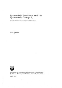 M. A. Salam — Symmetric Functions and the Symmetric Group Sn [PhD thesis]