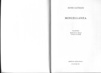 Rene Guenon — Miscellanea