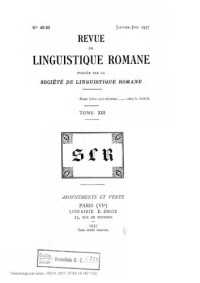 Société de linguistique romane — Revue de linguistique romane