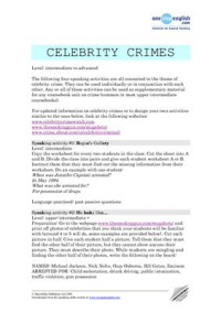  — Разработка по устной речи Celebrity Crimes - Levels Intermediate to Advanced