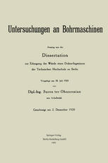 Dipl.-Ing. Suren ter Ohanessian (auth.) — Untersuchungen an Bohrmaschinen