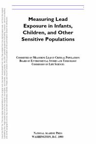 National Research Council; Division on Earth and Life Studies; Commission on Life Sciences; Committee on Measuring Lead in Critical Populations — Measuring Lead Exposure in Infants, Children, and Other Sensitive Populations