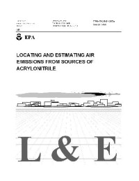  — U.S. Environmental Protection Agency. Locating and estimating air emissions from sources of acrylonitrile