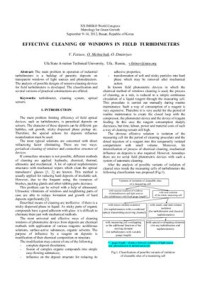 Melnichuk O., Fetisov V., Dmitriyev O. — Effective cleaning of windows in field turbidimeters