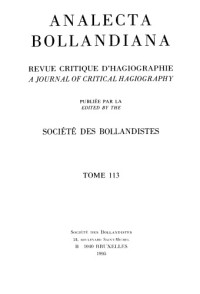 Paul Devos, Joseph van der Straeten, Ugo Zanetti — Analecta Bollandiana. Revue critique d’hagiographie. A Journal of Critical Hagiography