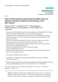 Hummelen R., Hemsworth J. et al. — Effect of Micronutrient and Probiotic Fortified Yogurt on Immune-Function of Anti-Retroviral Therapy Naive HIV Patients