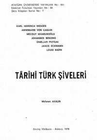 Mehmet Akalın — Târîhî Türk Şîveleri