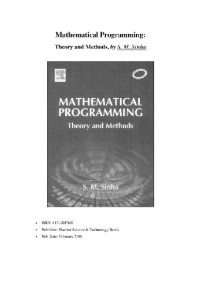 Sinha S. M. — Mathematical Programming: Theory and Methods