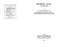 Edgar Allison Peers — Ramon Lull: A Biography