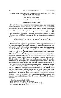 Margenau H. — Note on the Quantum Dynamical Correction of the Equation of State