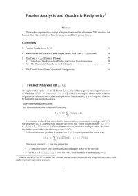 David B. Surowski — Fourier Analysis and Quadratic Reciprocity [expository notes]