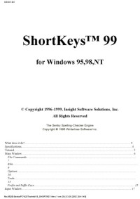 Insight Software Solutions, Inc — ShortKeys : for Windows 3.1, 95, NT
