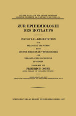 Friedrich Cohen (auth.) — Zur Epidemiologie des Rotlaufs: Inaugural-Dissertation