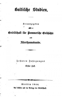 Gesellschaft für Pommersche Geschichte und Alterthumskunde (ed.) — Baltische Studien