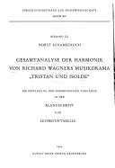 Horst Scharschuch — Gesamtanalyse der Harmonik von Richard Wagners Musikdrama „Tristan und Isolde“