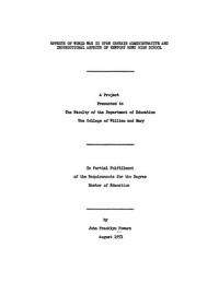 Powers, John Franklyn — Effects of World War II Upon Certain Administrative and Instructional Aspects of Newport News High School