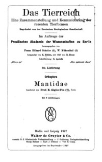  — Giglio-Tos E. Mantidae.