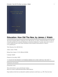 James J Walsh — Education How Old the New