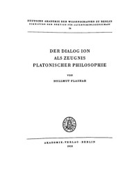 Hellmut Flashar — Der Dialog Ion als Zeugnis Platonischer Philosophie