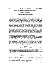 Epstein P.S. — Note on the nature of cosmic rays