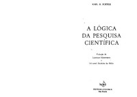 Karl Popper — A Lógica da Pesquisa Cientifica