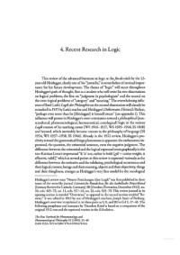 Martin Heidegger — Recent Research in Logic