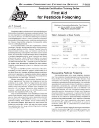 Jim T Criswell; Oklahoma Cooperative Extension Service — First aid for pesticide poisoning