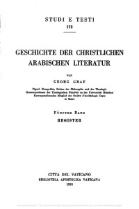 Georg Graf — Geschichte der christlichen arabischen Literatur. Register