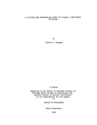 LANGHAM, ROBERT F — A CLINICAL AND PATHOLOGICAL STUDY OF VITAMIN A DEFICIENCY IN CALVES