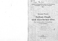 Hermann Wenzel — Sultan-Dagh und Akschehir-Ova. Eine landeskundliche Untersuchung in Inneranatolien