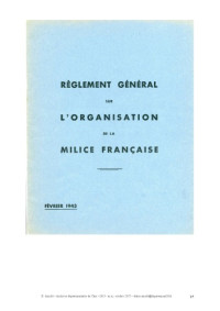 coll. — Règlement général sur lʼorganisation de la Milice Française