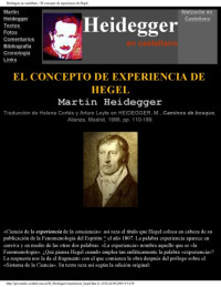 Heidegger Martin, trad Cortés y Leyte — El concepto de experiencia de Hegel