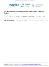 Shaw A.N. — The derivation of thermodynamical relations for a simple system