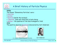  — A Brief History of Particle Physics (In Tables)