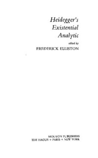 Frederick Elliston (Editor) — Heidegger's Existential Analytic