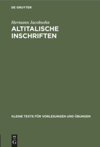 Hermann Jacobsohn — Altitalische Inschriften