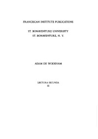 Adam of Wodeham — Lectura secunda Vol. 3