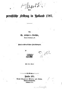 Theodor von Troschke — Der preußische Feldzug in Holland 1787