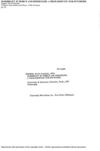 David Jeremiah Higgins — [Dissertation] Possibility in Peirce and Heidegger: A Propaedeutic for Synthesis