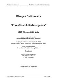 Kroemmer M.-Th., Hansen J., Roth L. — Klengen Dictionnaire Franséisch-Lëtzebuergesch 6000 Wieder / 6000 Mots