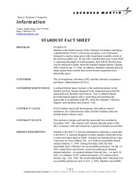  — Stardust Fact Sheet, 1997