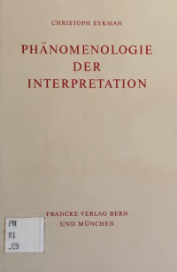 Christoph Eykman — Phänomenologie der Interpretation