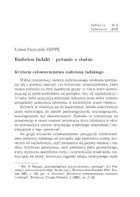Szymanski Lukasz — Embrion ludzki - pytanie o status Human Embryo Status