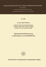 Dr.-Ing. Adolf Prüßmann (auth.) — Optische Rauchdichtemessung zur Beurteilung von Branddetektoren